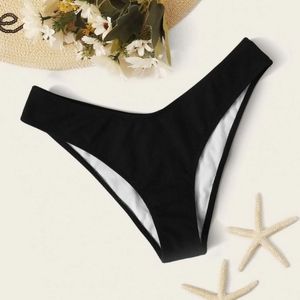 NWT Ribbed black v high leg black bikini bottoms